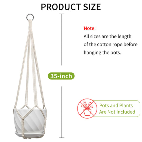 IDEeepan white macrame hanger in a bright kitchen or living room setting.