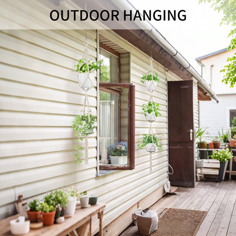 IDEEEPAN hanger shown outdoors adding vertical greenery to a patio.