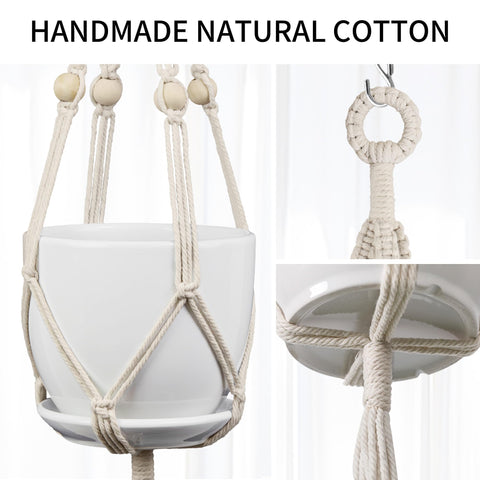 IDEEEPAN Macrame Hanger ivory 72in ideal for tall ceilings and multiple plants.