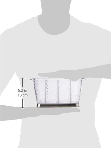 iDesign Rain silverware caddy with brushed stainless base adds stability.