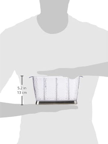 iDesign Rain silverware caddy with brushed stainless base adds stability.