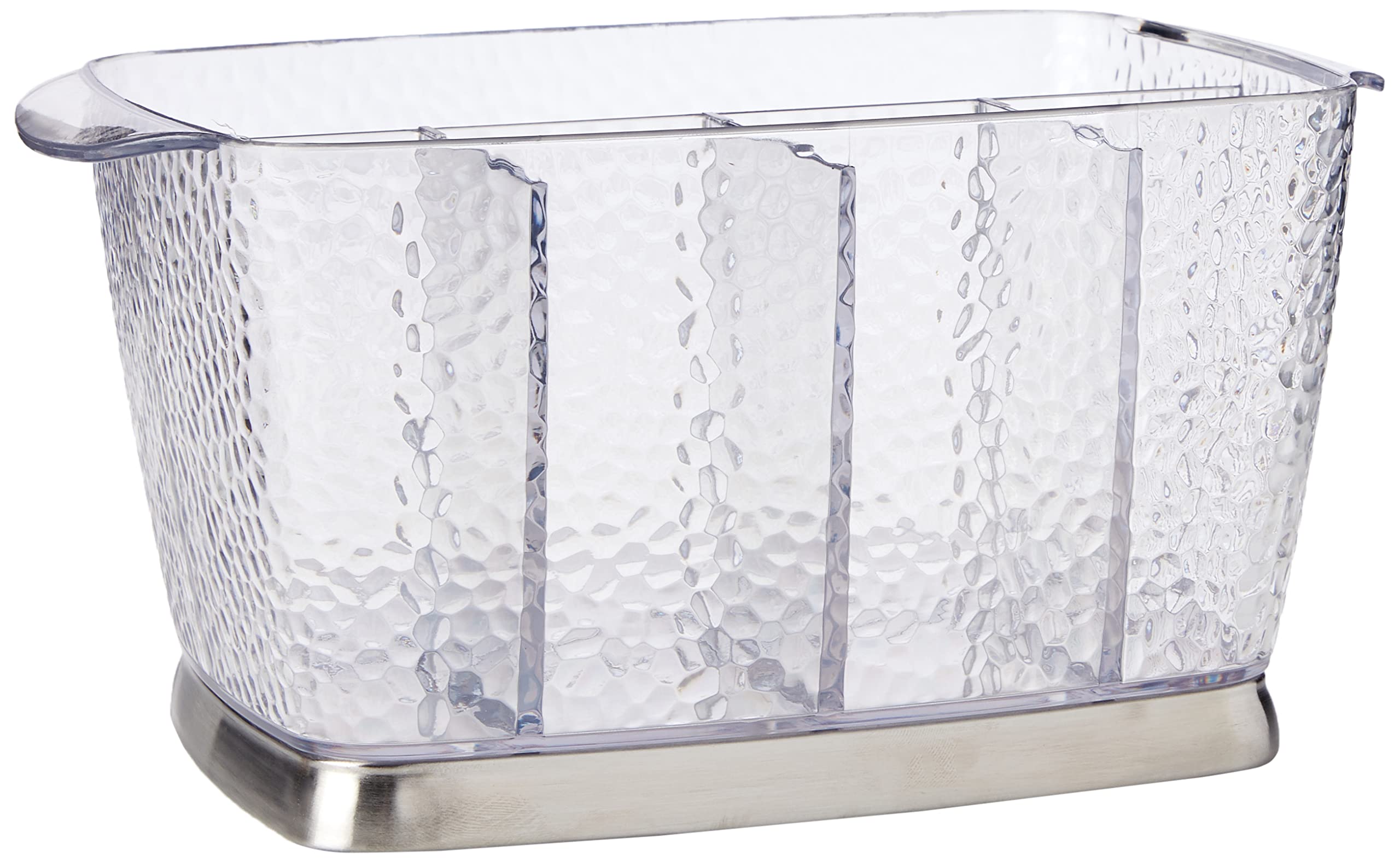 iDesign Rain silverware caddy close-up showing five compartments for organized counter storage.
