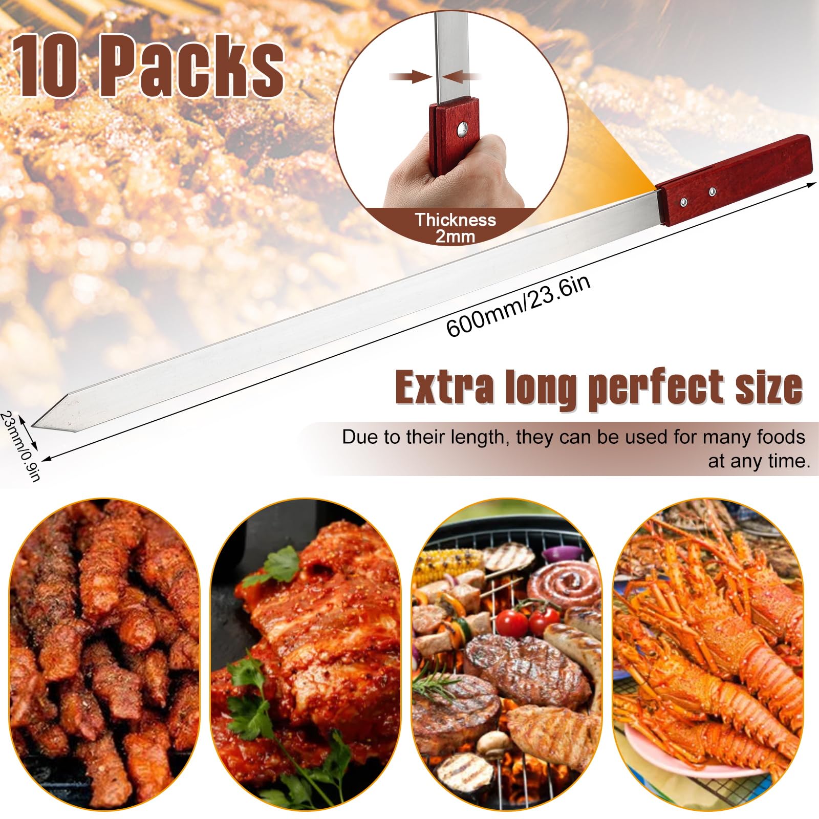 Idong skewers extended handle keeps hands at a safe distance from heat.