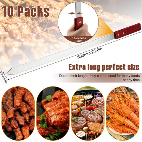 Idong skewers extended handle keeps hands at a safe distance from heat.