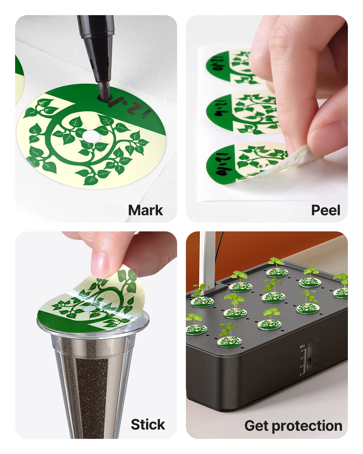 iDOO seed labels sized 0.8-inch inner and 1.5-inch outer diameter