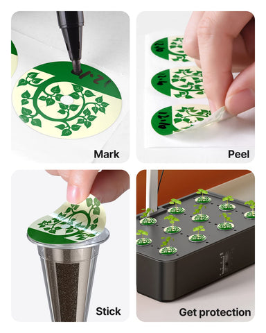 iDOO seed labels sized 0.8-inch inner and 1.5-inch outer diameter