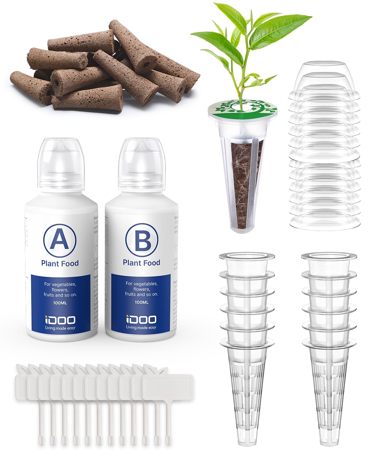 idoo Seed Pods Kit sponges: ideal germination space promoting healthy root growth.