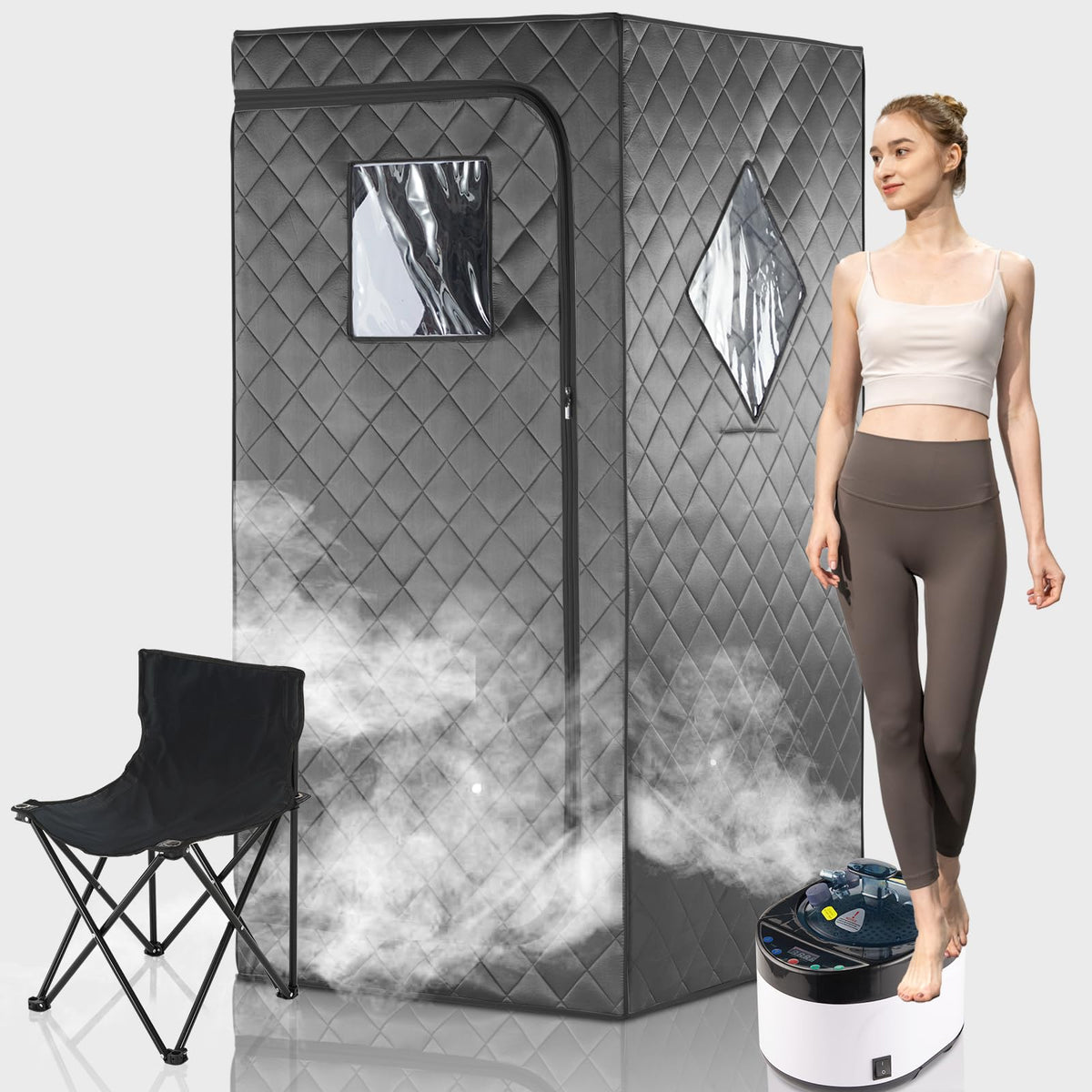 iDOTODO full-size home sauna front view with inviting warmth and ready-to-use design.