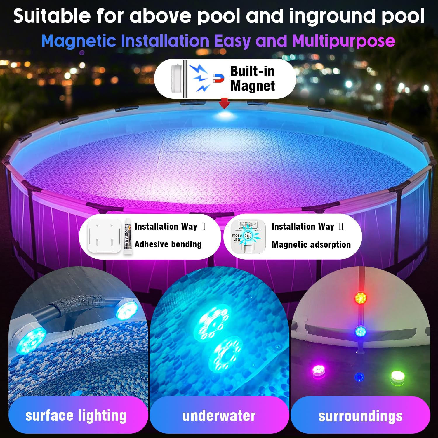 Idyl Light RGB LED with 16 colors for pools.