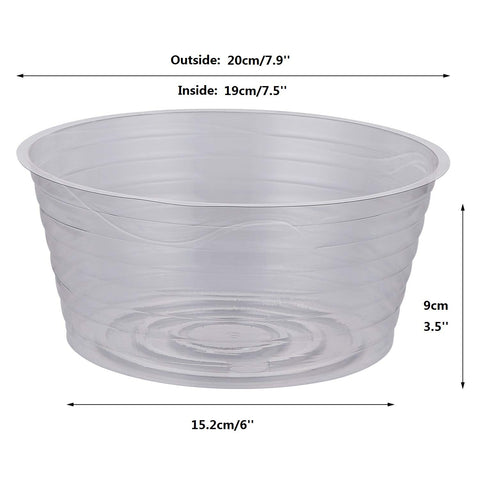 Idyllize 8-inch deep drip tray, transparent plastic, keeps spills contained.