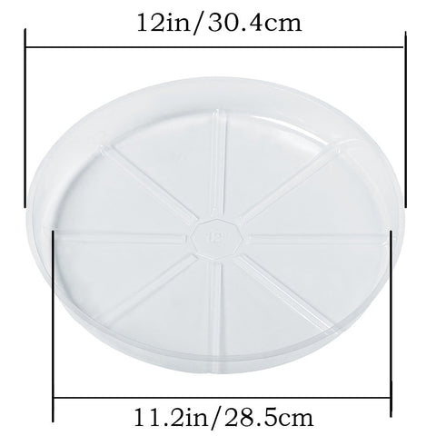Idyllize clear plastic saucer close-up showing inner diameter for stable pot fit and airflow.