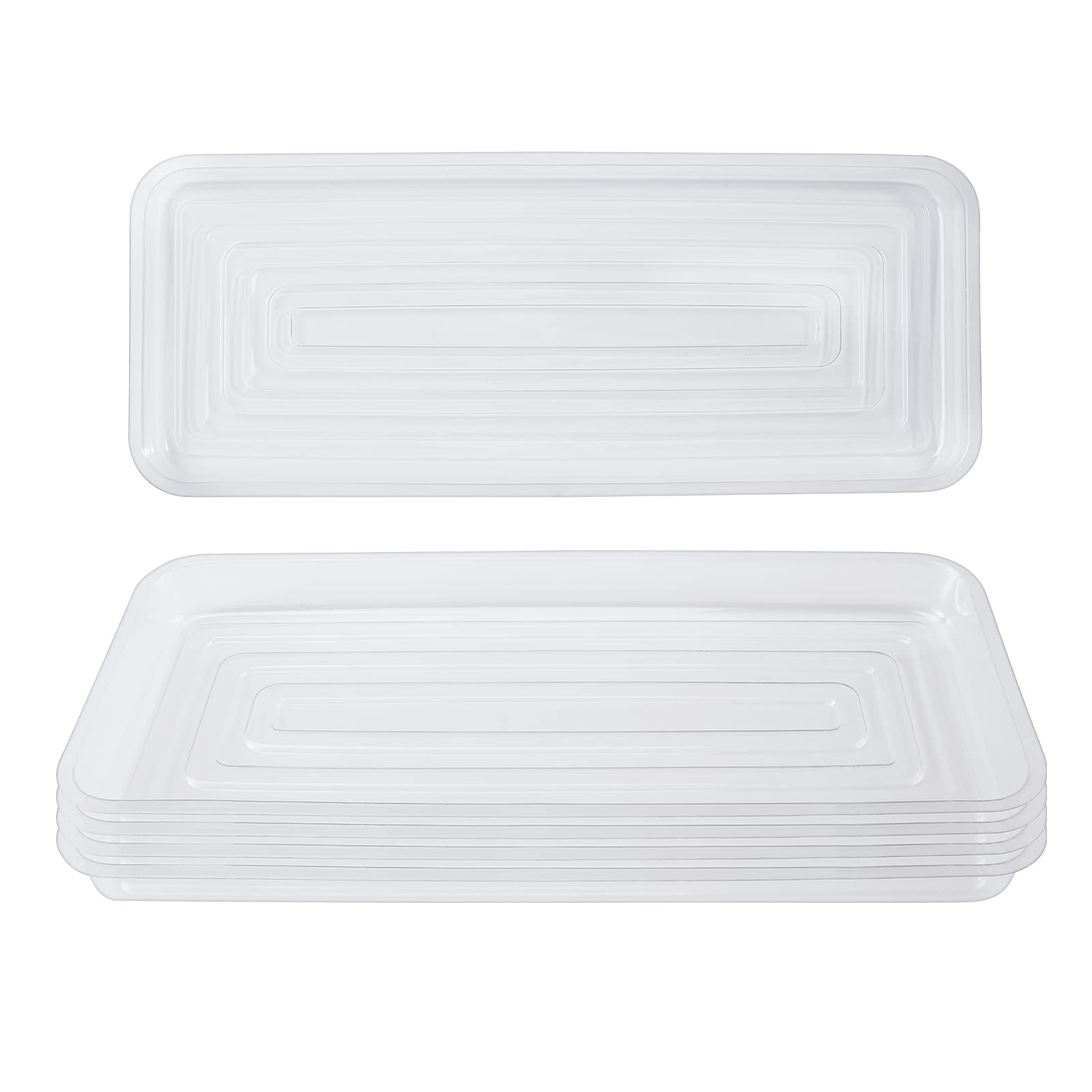 Idyllize rectangular plant saucer 15x6 clear protects windowsills from drips while showcasing plants.
