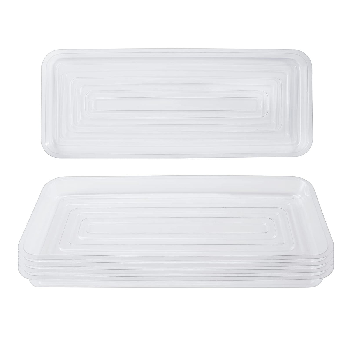 Idyllize rectangular plant saucer 15x6 clear protects windowsills from drips while showcasing plants.