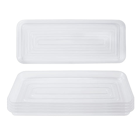 Idyllize rectangular plant saucer 15x6 clear protects windowsills from drips while showcasing plants.