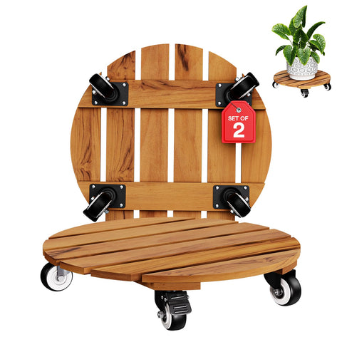 Idzo 14-inch round plant caddy with 360° wheels for moving large indoor plants.