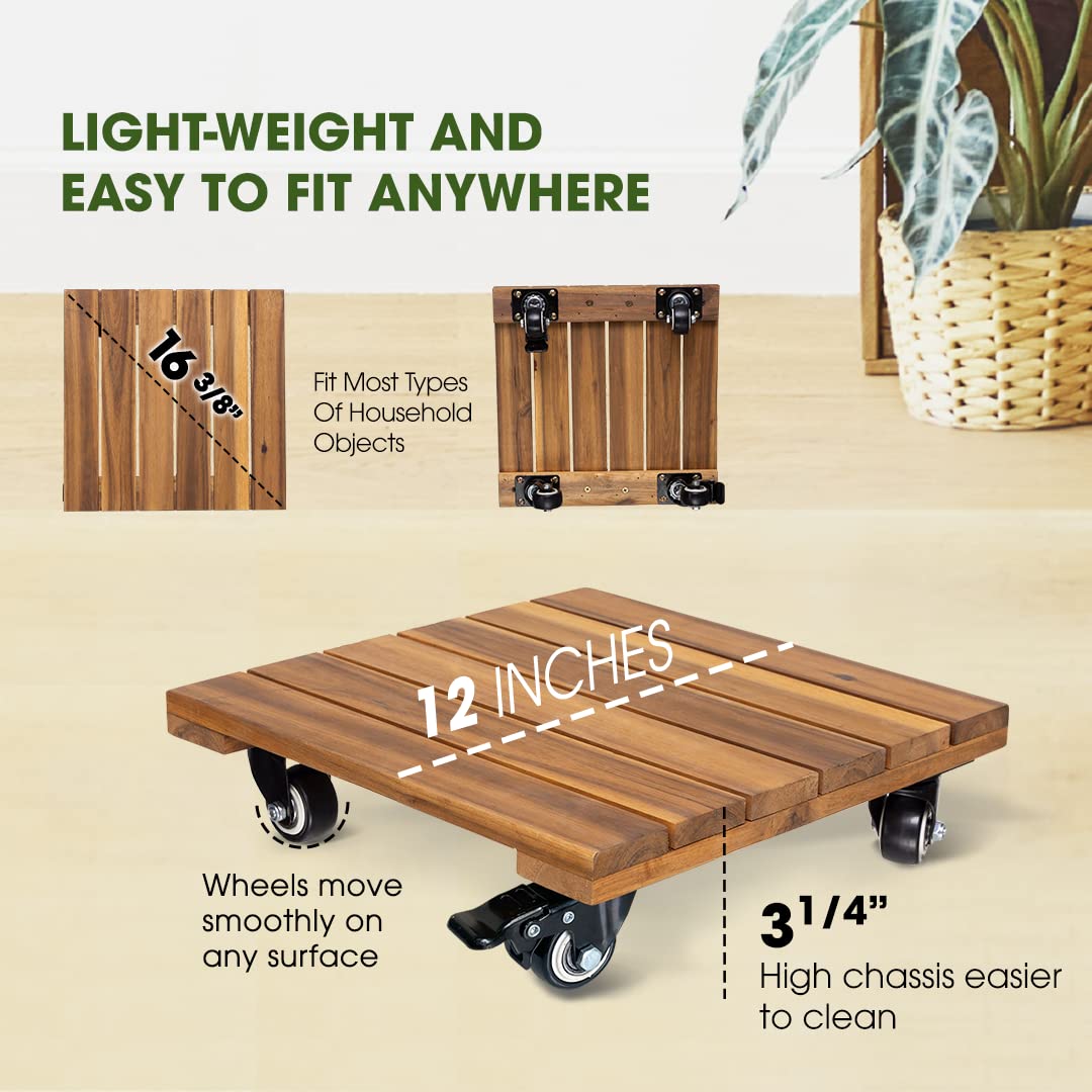 IDZO acacia hardwood construction offers durable support for heavy pots.