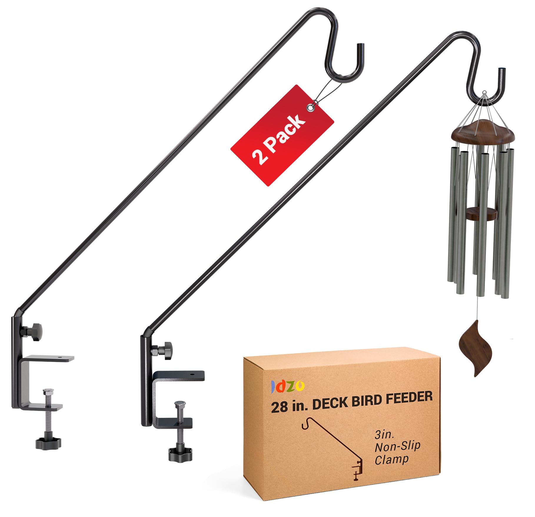 IDZO deck bird feeder hanger on railing, sturdy support for lightweight decor.
