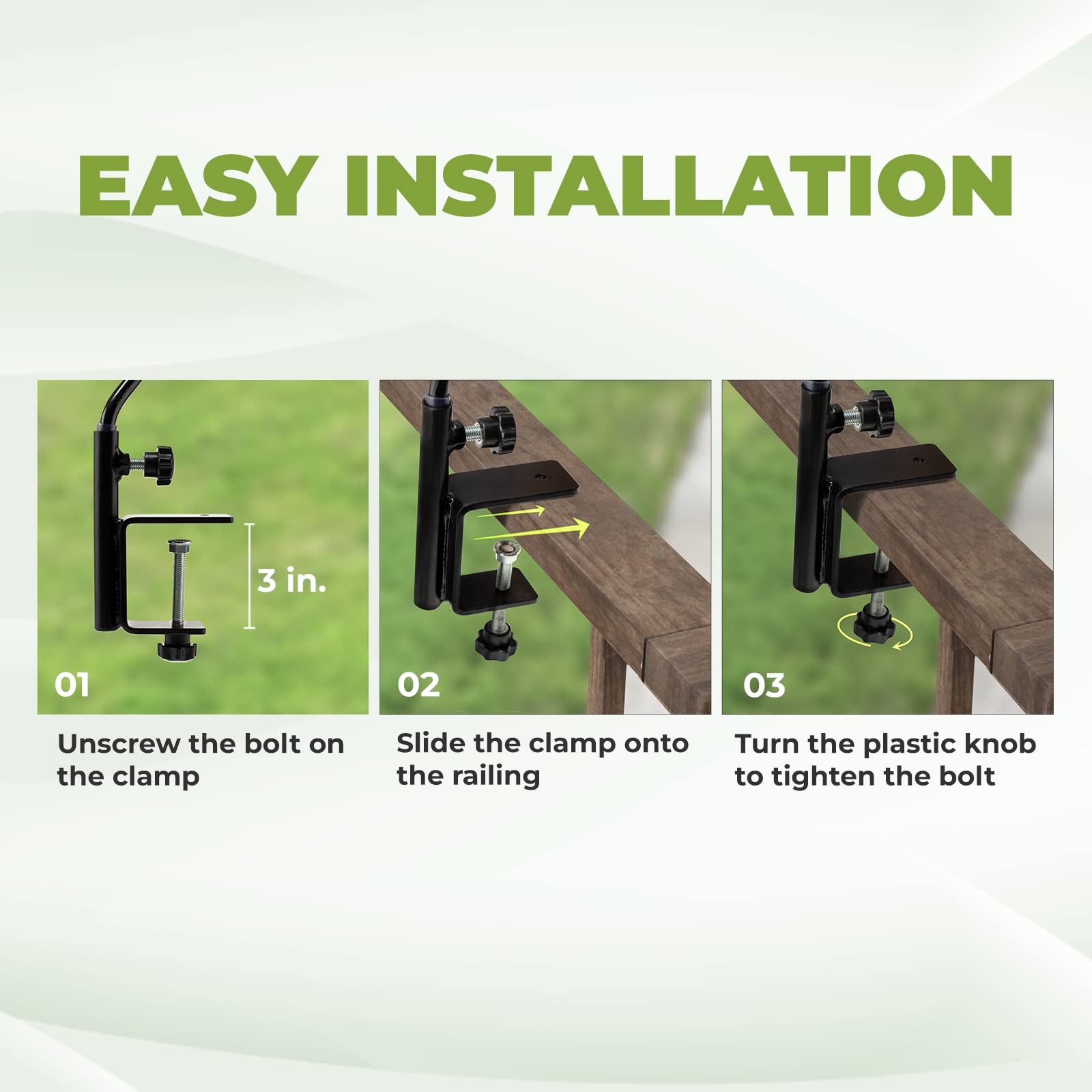 IDZO rail-mount adjusts to railing thicknesses from 5/8 in to 2 1/2 in