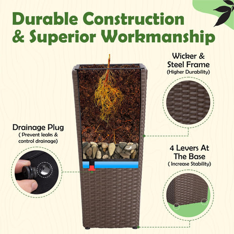 IDZO planter shows drainage hole to prevent over-watering and root rot.