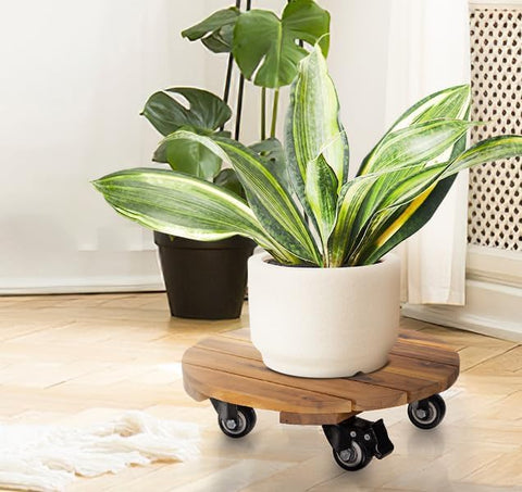 IDZO heavy-duty wood plant caddy supports up to 264 lbs for sturdy outdoor use