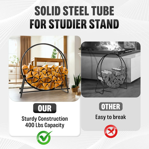 IDZO round-shaped log holder accessible from all directions.