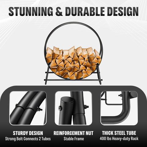 IDZO rust-resistant steel firewood rack closeup bolts for durability.