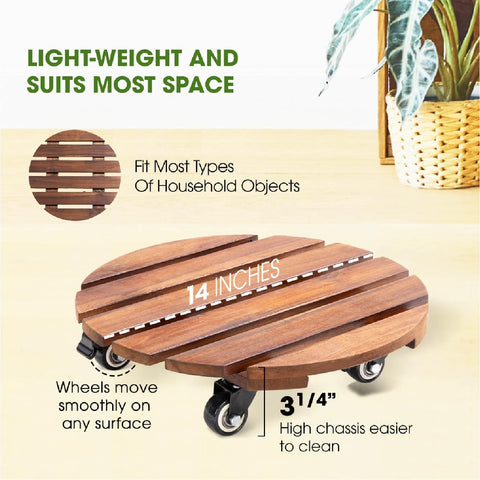 IDZO Scandinavian-style acacia wood plant caddy blends decor with function