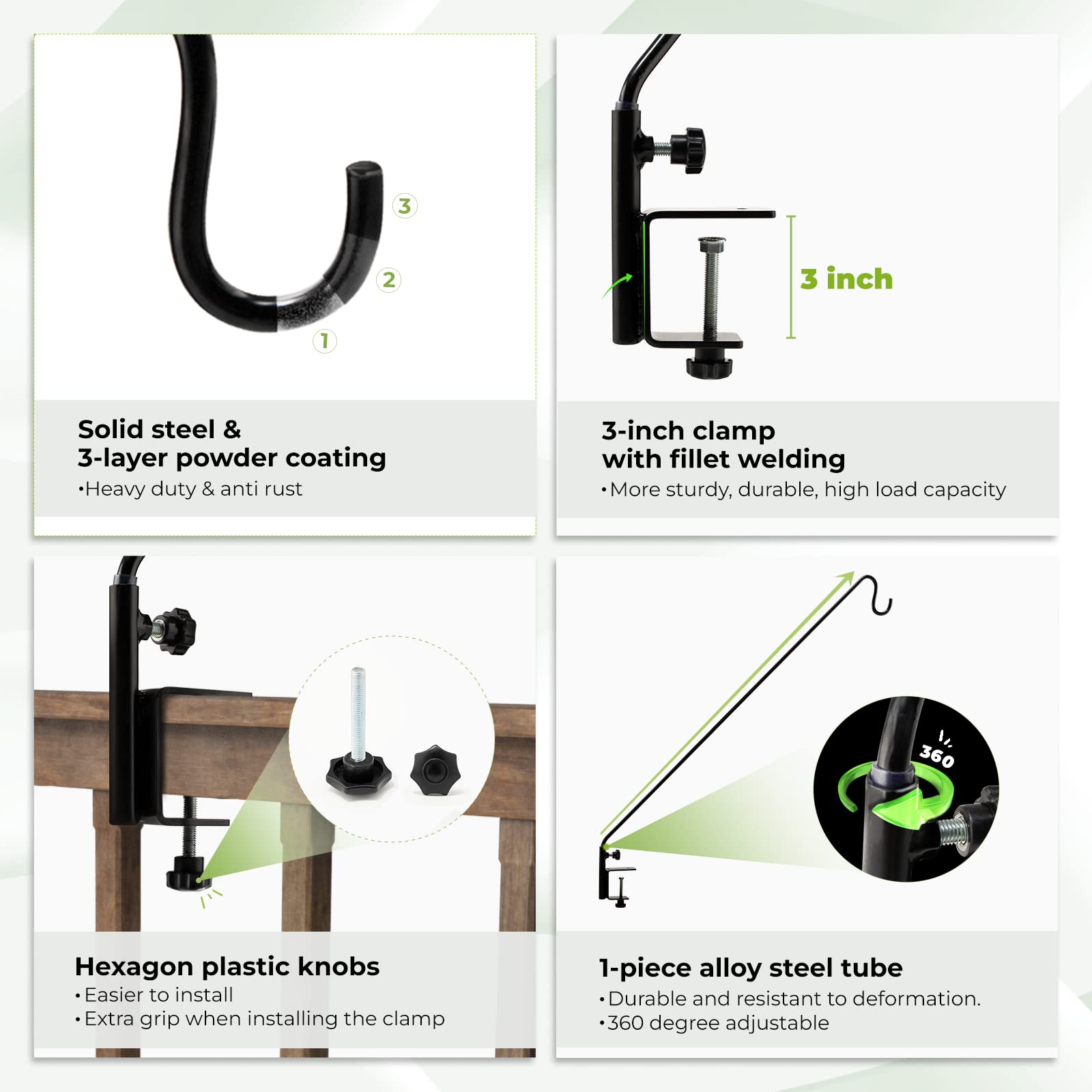 IDZO three-layer powder coating resists weather and corrosion for long-lasting use.