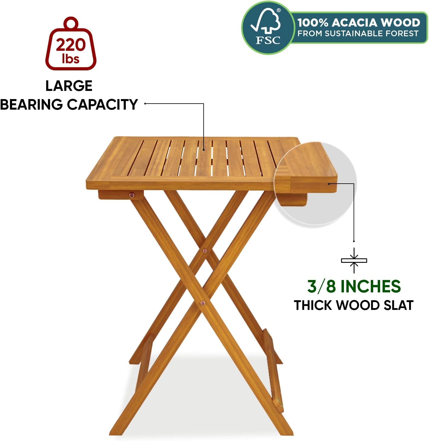 IDZO square table in teak finish elevates outdoor dining.