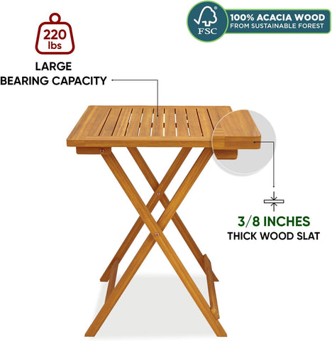 IDZO square table in teak finish elevates outdoor dining.