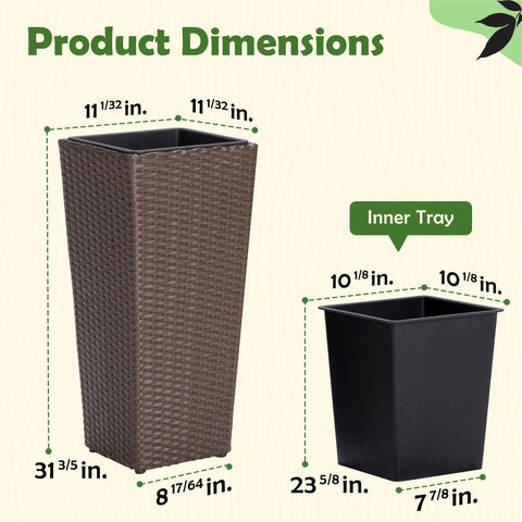 IDZO square wicker planter 24in for patio setup with modern rattan look.