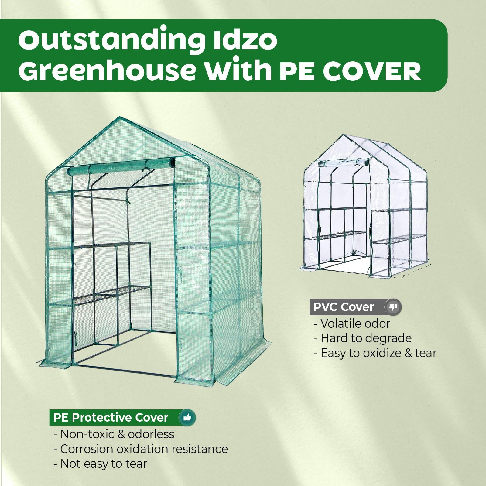 IDZO walk-in greenhouse anchors and ropes boost stability on outdoor surfaces