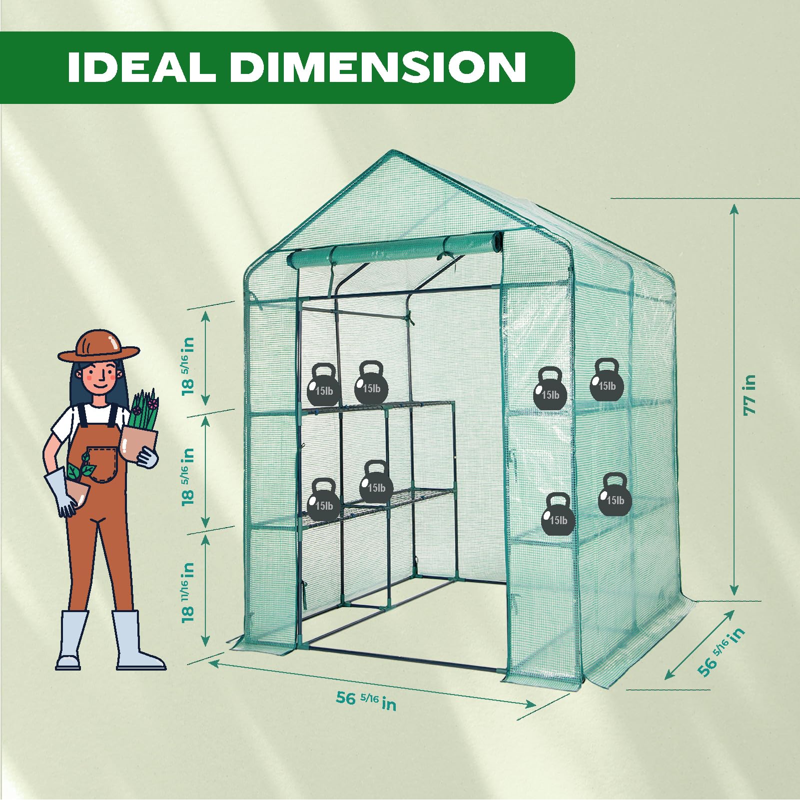 IDZO walk-in greenhouse PE-cover provides weather resilience and balanced light