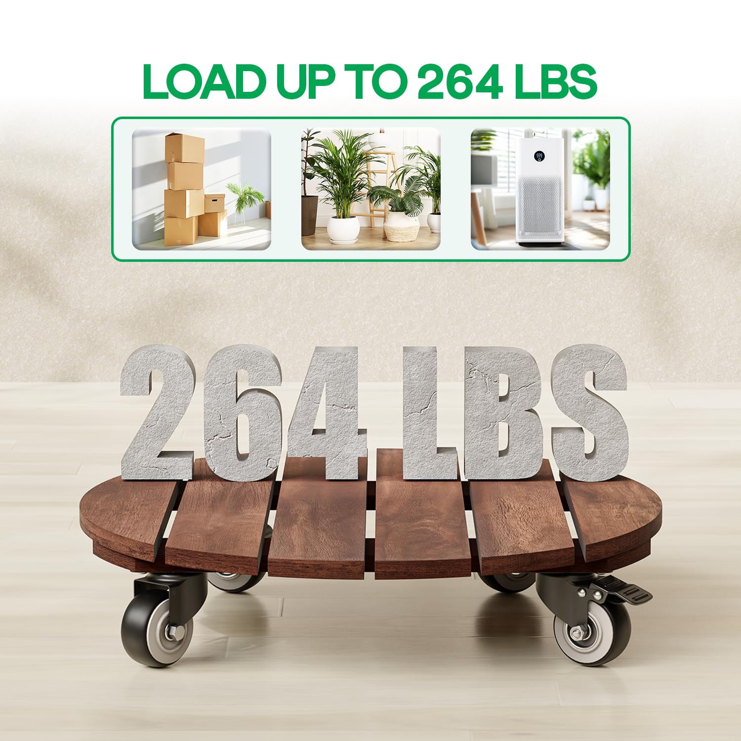 Durable acacia hardwood construction supports up to 264 pounds