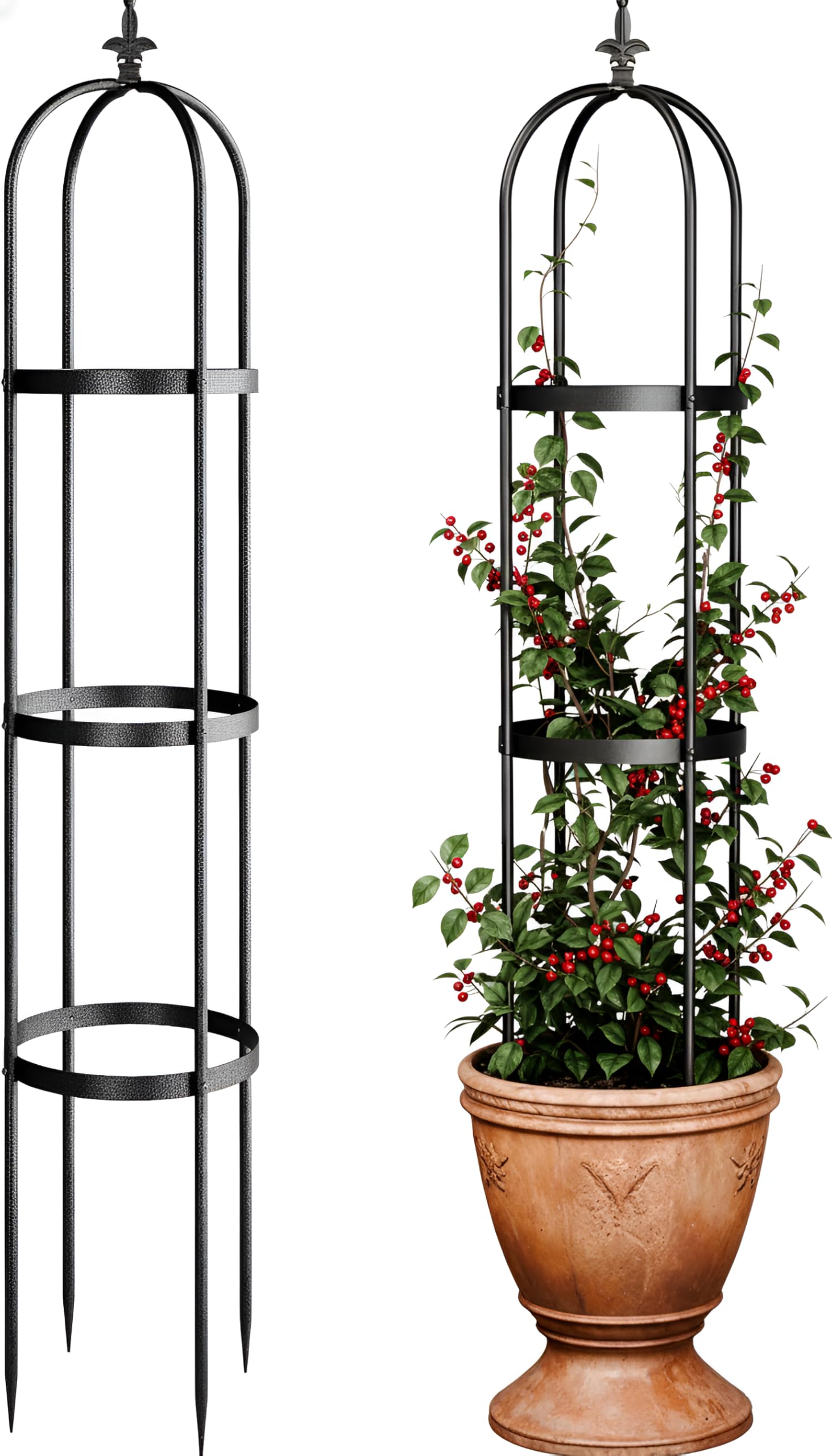 IDZO Trellis outdoor obelisk with stone coated finish provides sturdy vertical plant support.