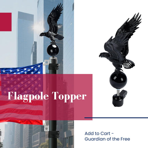iElyiEsy eagle topper on flagpole highlights patriotic decor and simple twist lock installation.