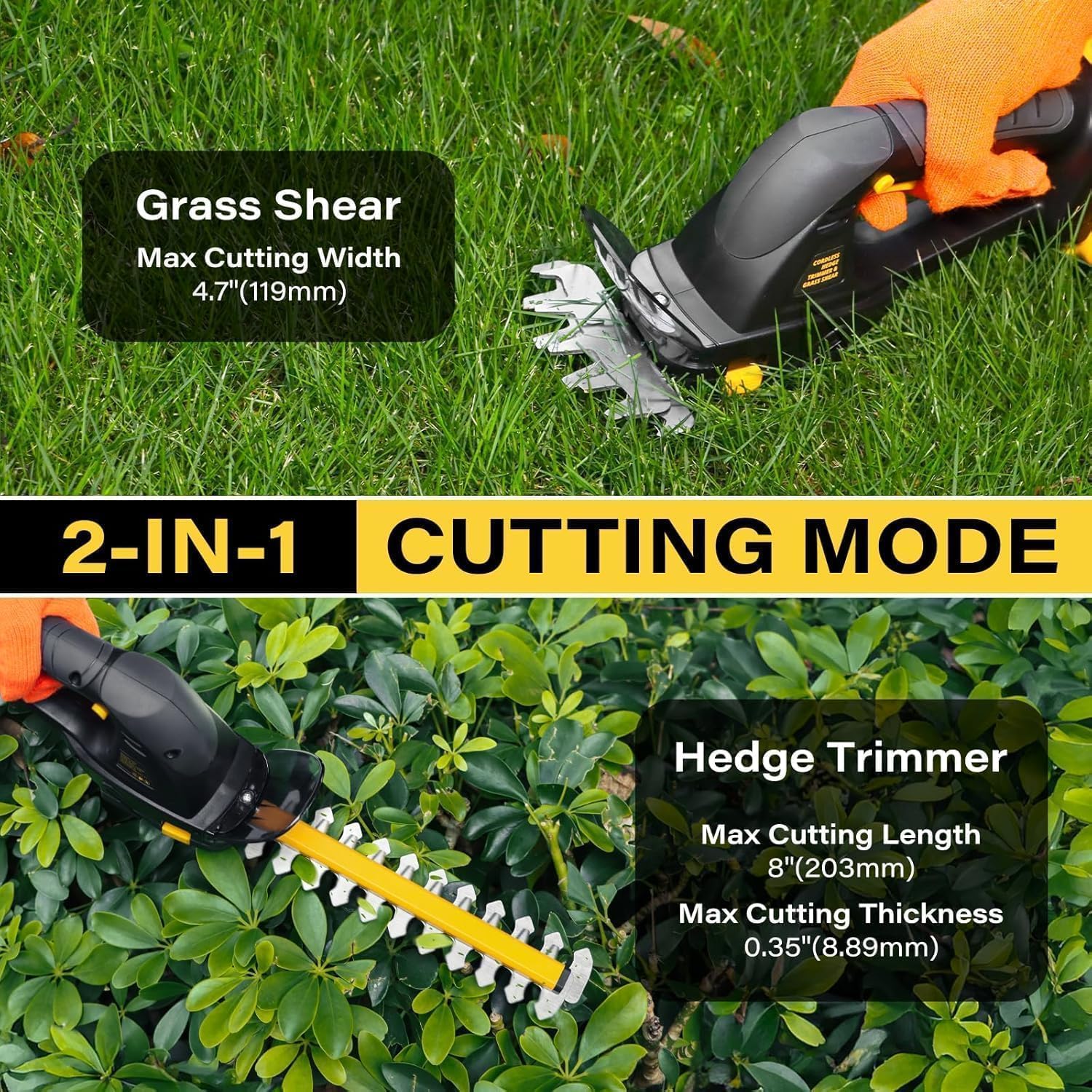 IEBUDA hedge trimmer 8-inch blade for fast shaping and clean edges.