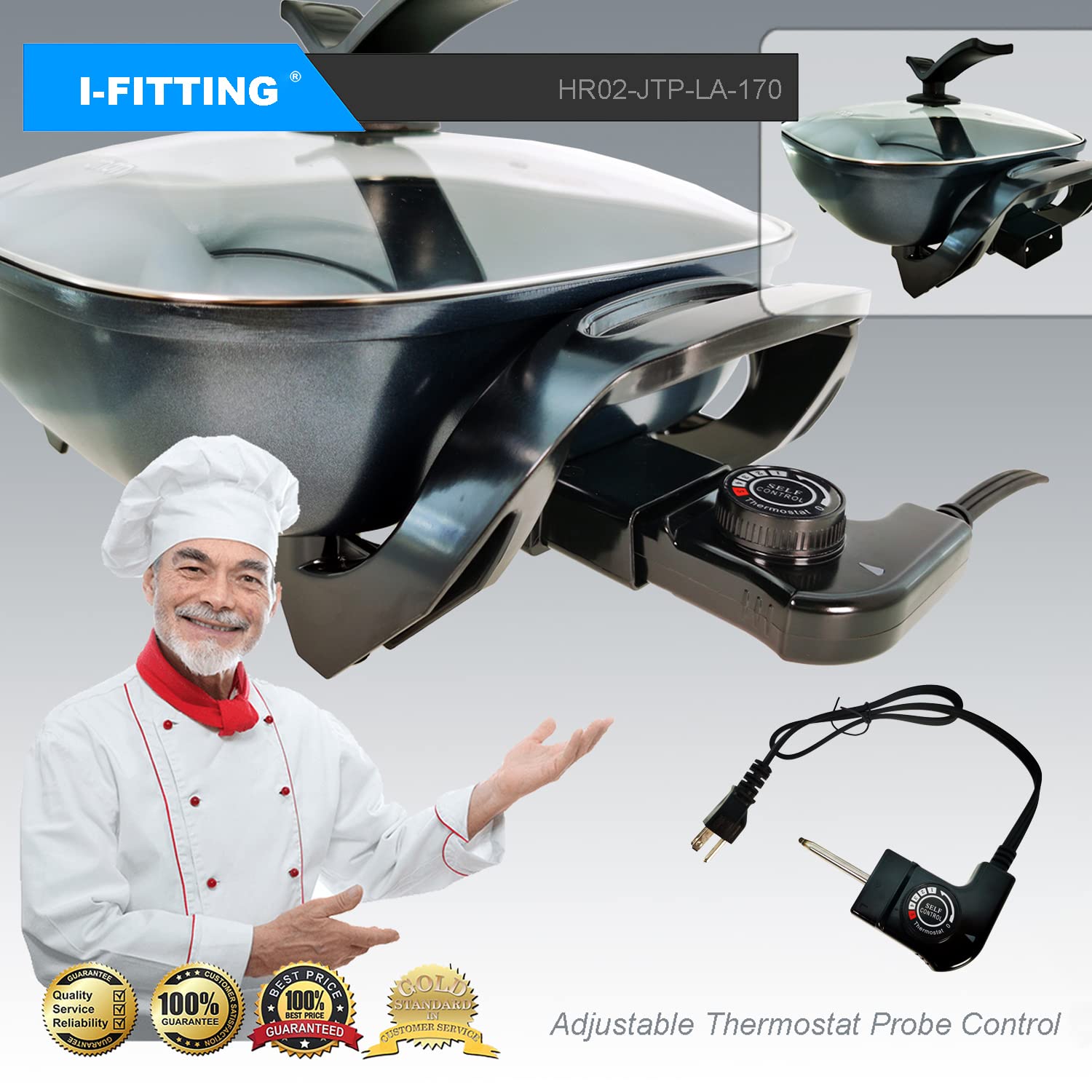 IFITTING thermostat probe use on electric skillet for controlled cooking.