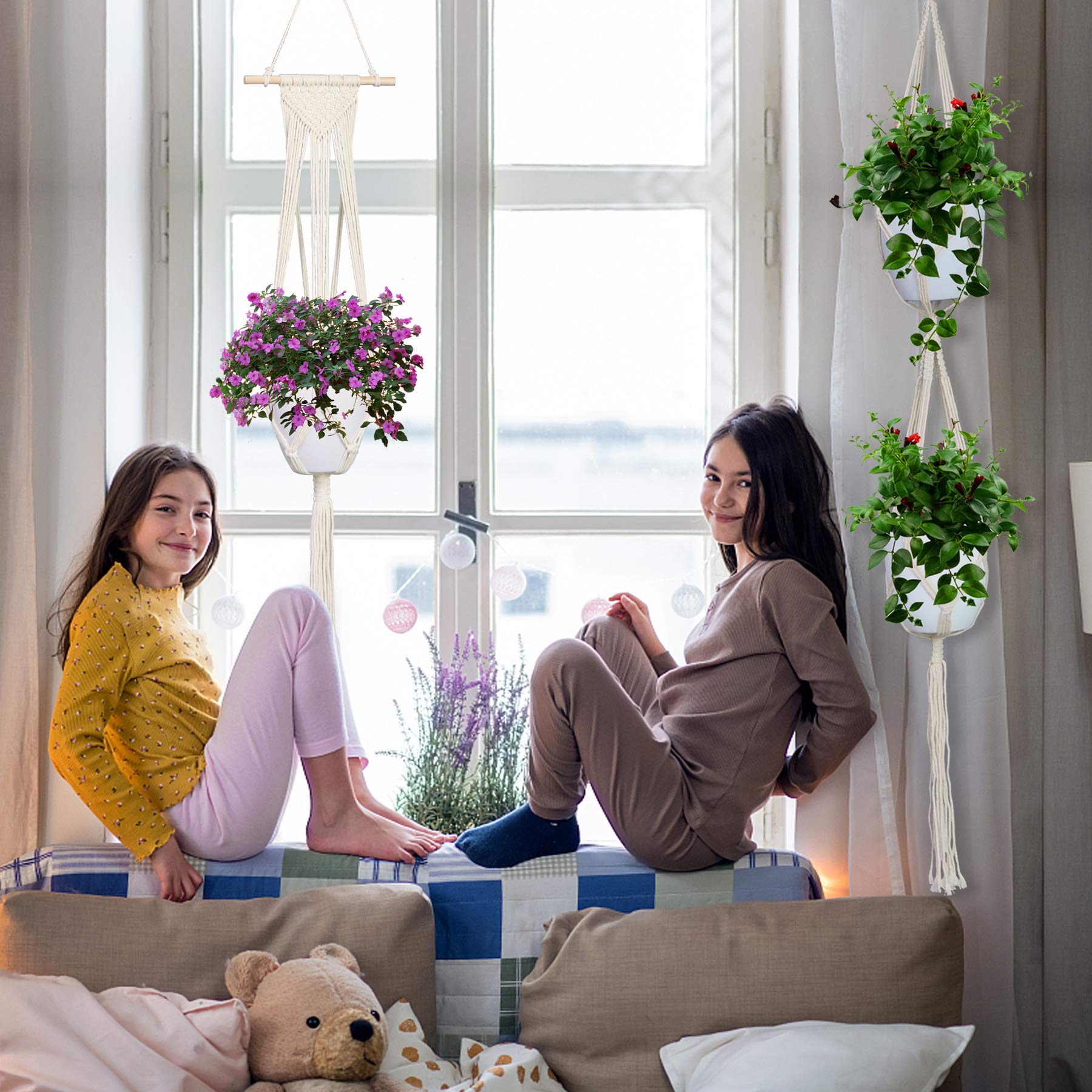 IGaiety boho home decor plant holder adds texture to spaces.