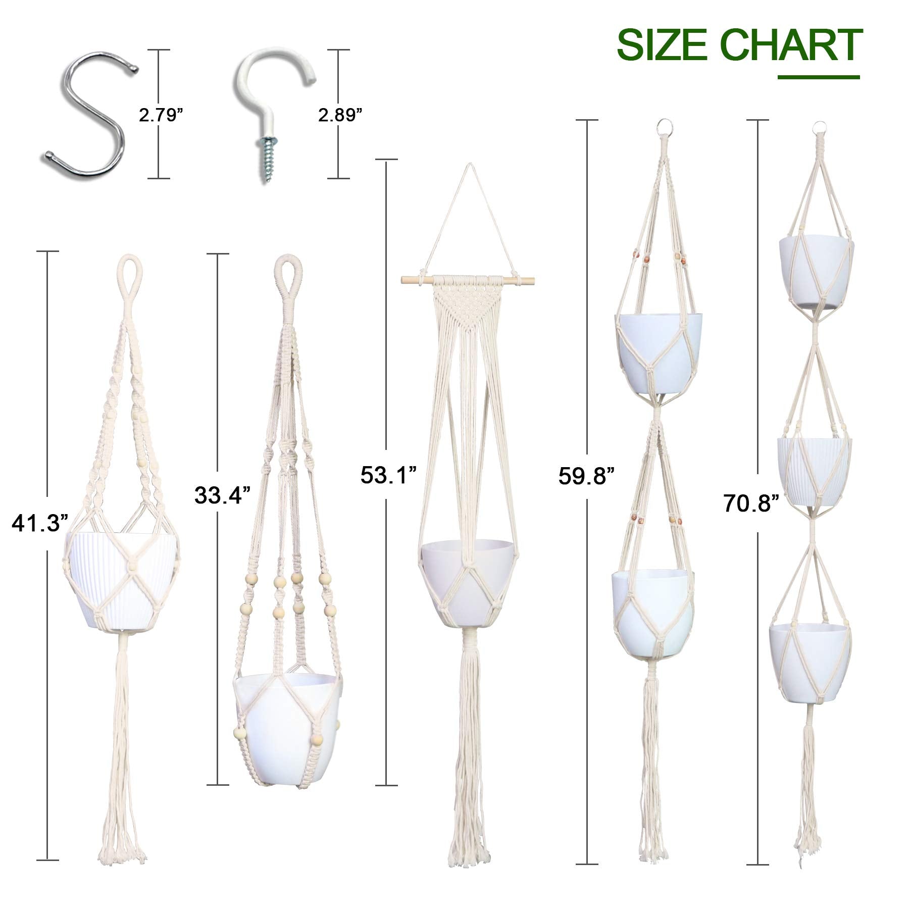 IGaiety macrame hangers in varied lengths for layered plant displays.
