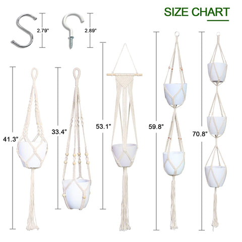IGaiety macrame hangers in varied lengths for layered plant displays.