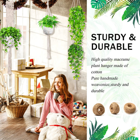 IGaiety macrame plant hanger ceiling hooks setup for easy install