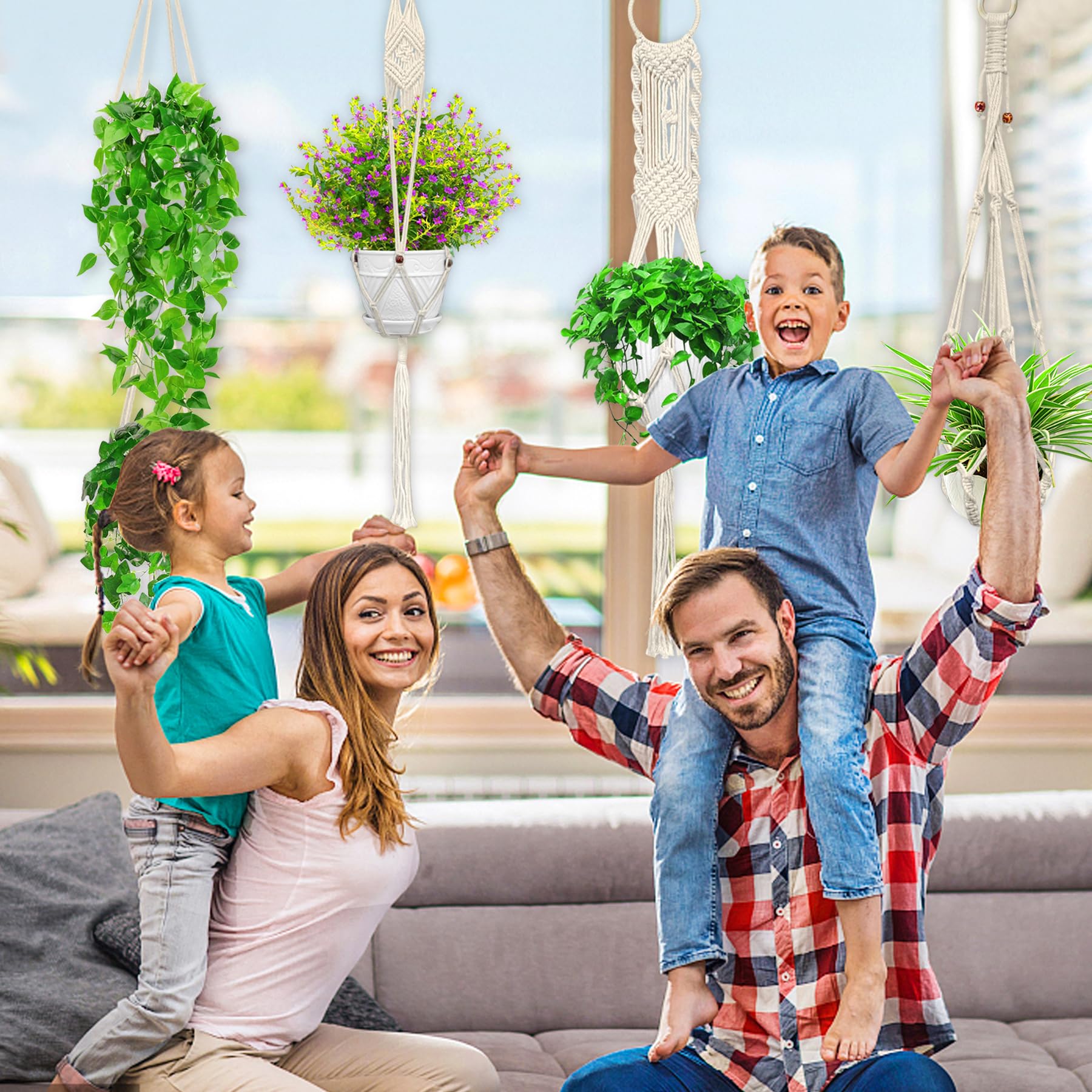IGaiety macrame plant hanger suitable for indoor and outdoor use