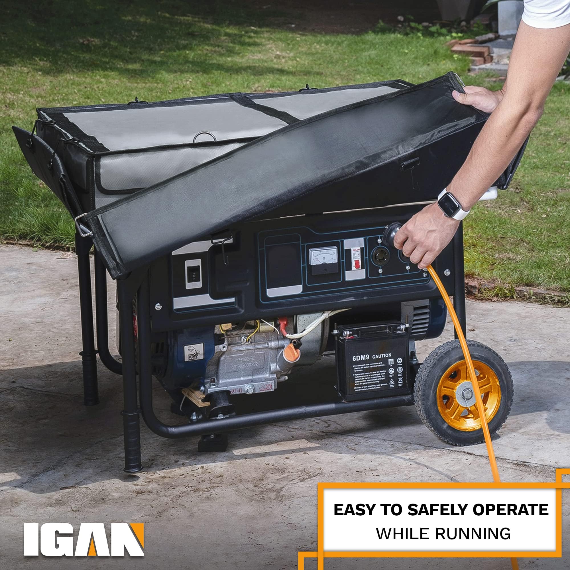 IGAN universal-fit cover fits most tubular or square-frame generators.