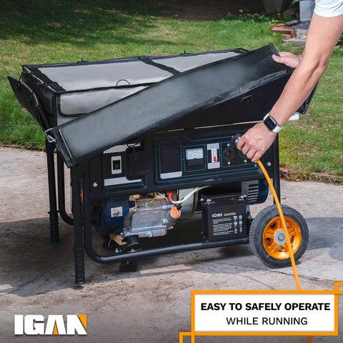 IGAN universal-fit cover fits most tubular or square-frame generators.