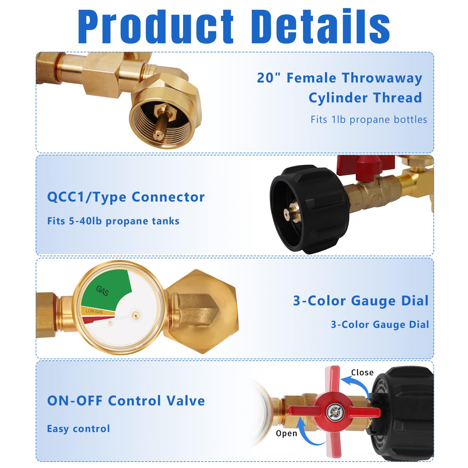 Igaper night-vision gauge aids reading propane levels in low light.