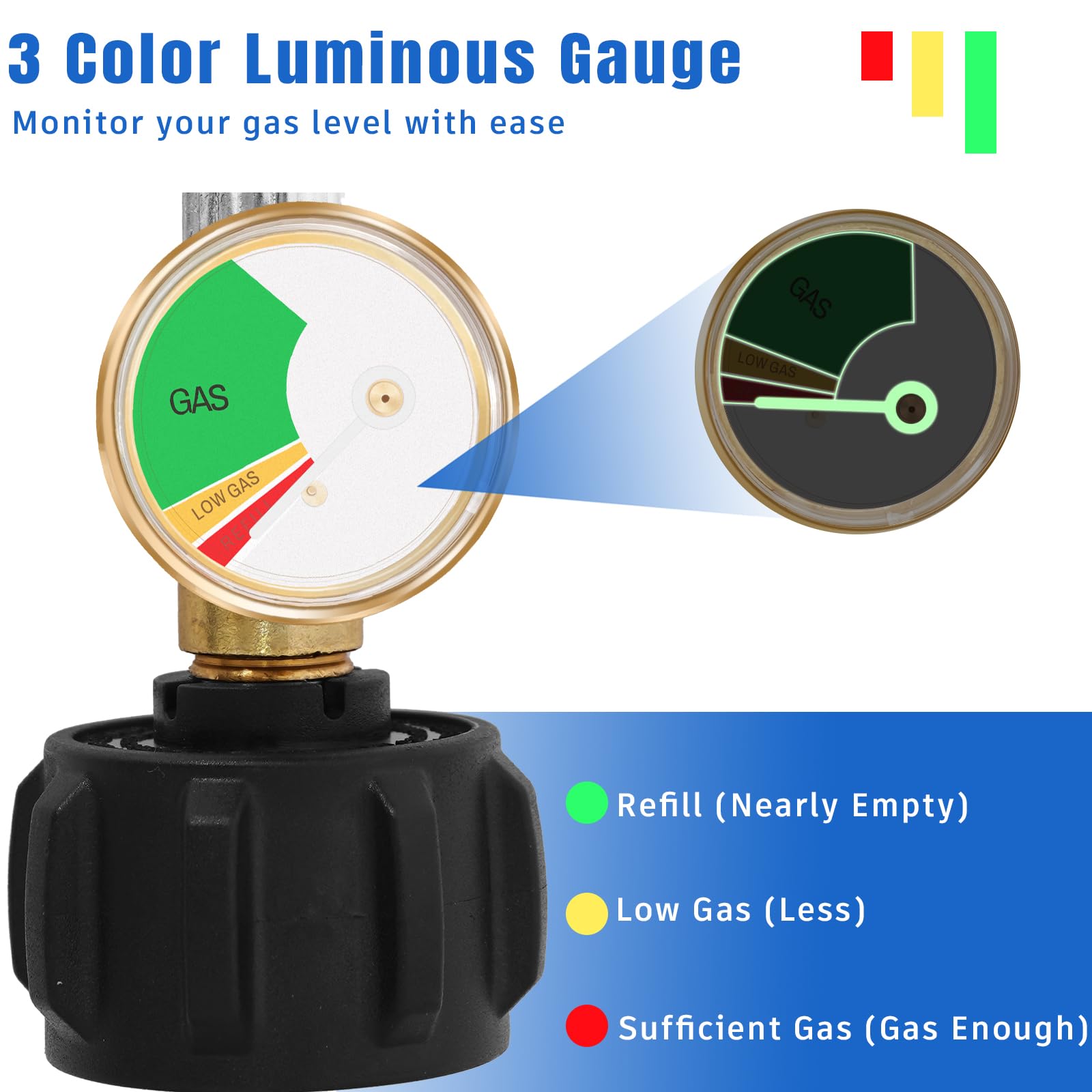 Igaper on/off valve for precise propane flow control during refills.