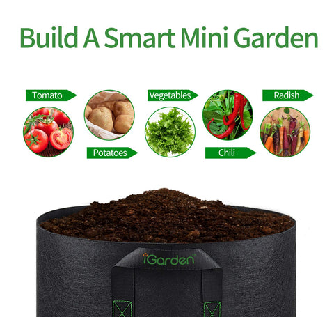 Indoor flowering plants supported by iGarden grow bags