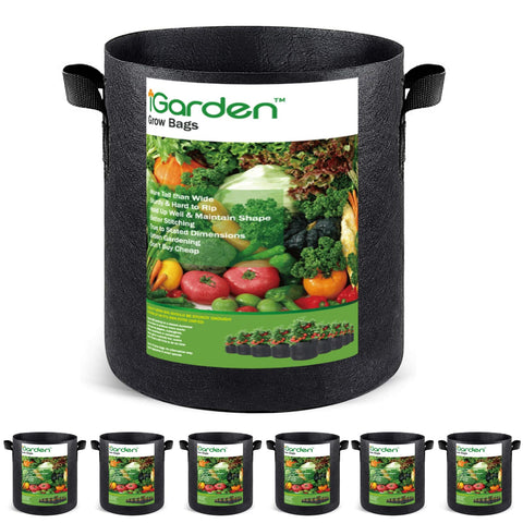 iGarden tall 10-gallon grow bag six-pack for organized vegetable gardening
