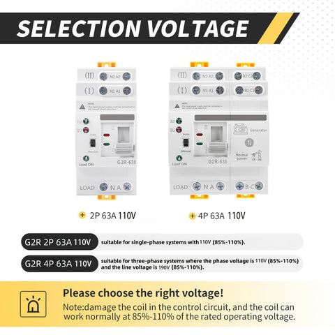 IGEYAPA Mini ATS 110V protection highlights undervoltage and overvoltage safeguards.